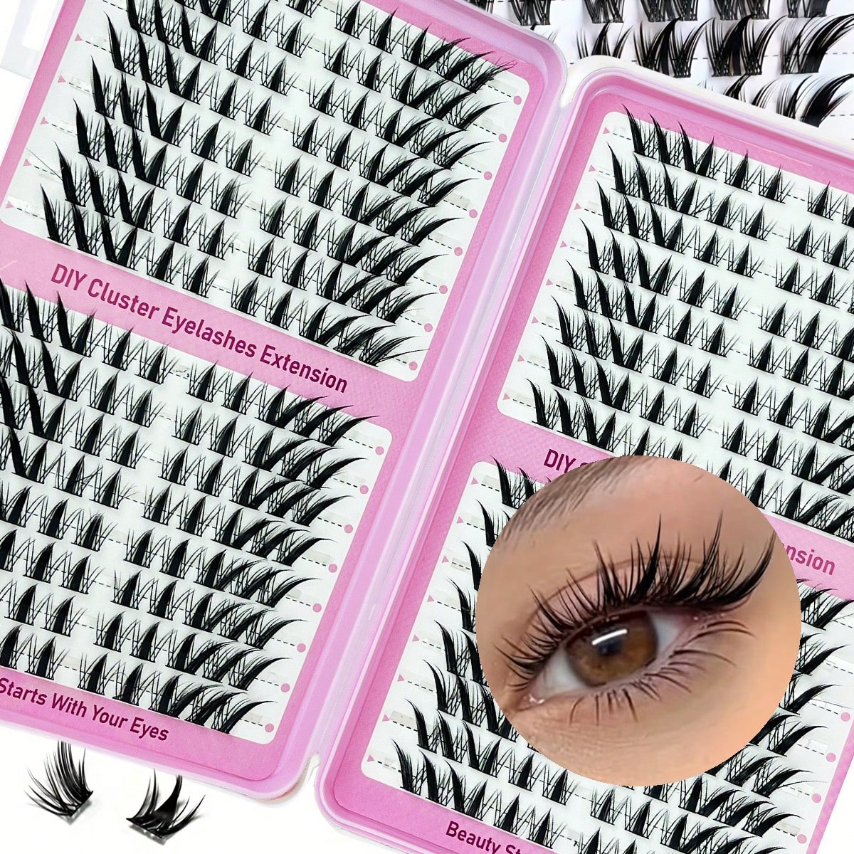 LIMEIKAI 320 Clusters DIY Eyelash Clusters Large Capacity Eyelash Extensions Single Eyelash Natural Thick C Curl 10-16mm Mixed Length Eyelashes
