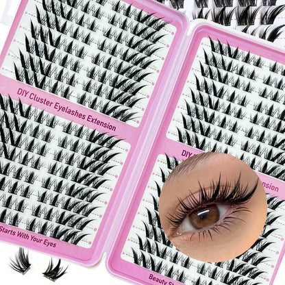 LIMEIKAI 320 Clusters DIY Eyelash Clusters Large Capacity Eyelash Extensions Single Eyelash Natural Thick C Curl 10-16mm Mixed Length Eyelashes