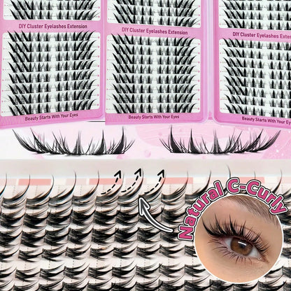 LIMEIKAI 320 Clusters DIY Eyelash Clusters Large Capacity Eyelash Extensions Single Eyelash Natural Thick C Curl 10-16mm Mixed Length Eyelashes