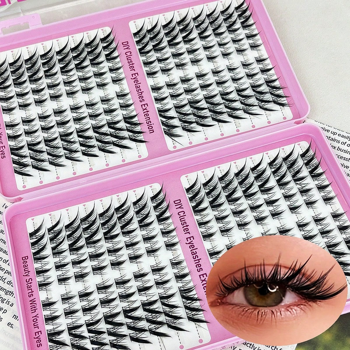 LIMEIKAI 320 Clusters DIY Eyelash Clusters Large Capacity Eyelash Extensions Single Eyelash Natural Thick C Curl 10-16mm Mixed Length Eyelashes