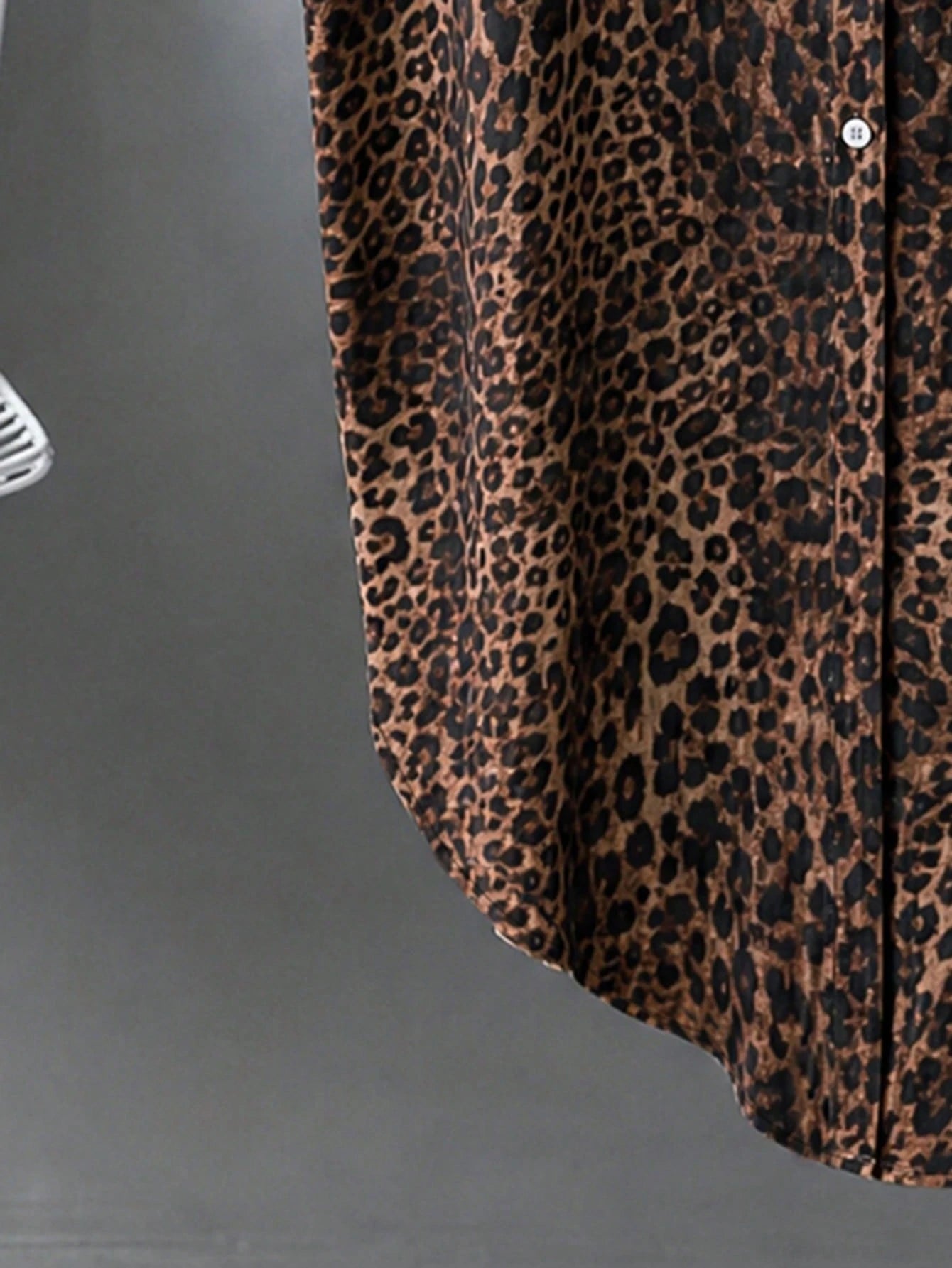 Linhara CURVE Plus Size Women's Leopard Print Single-Breasted Long Loose Fit Shirt Fall