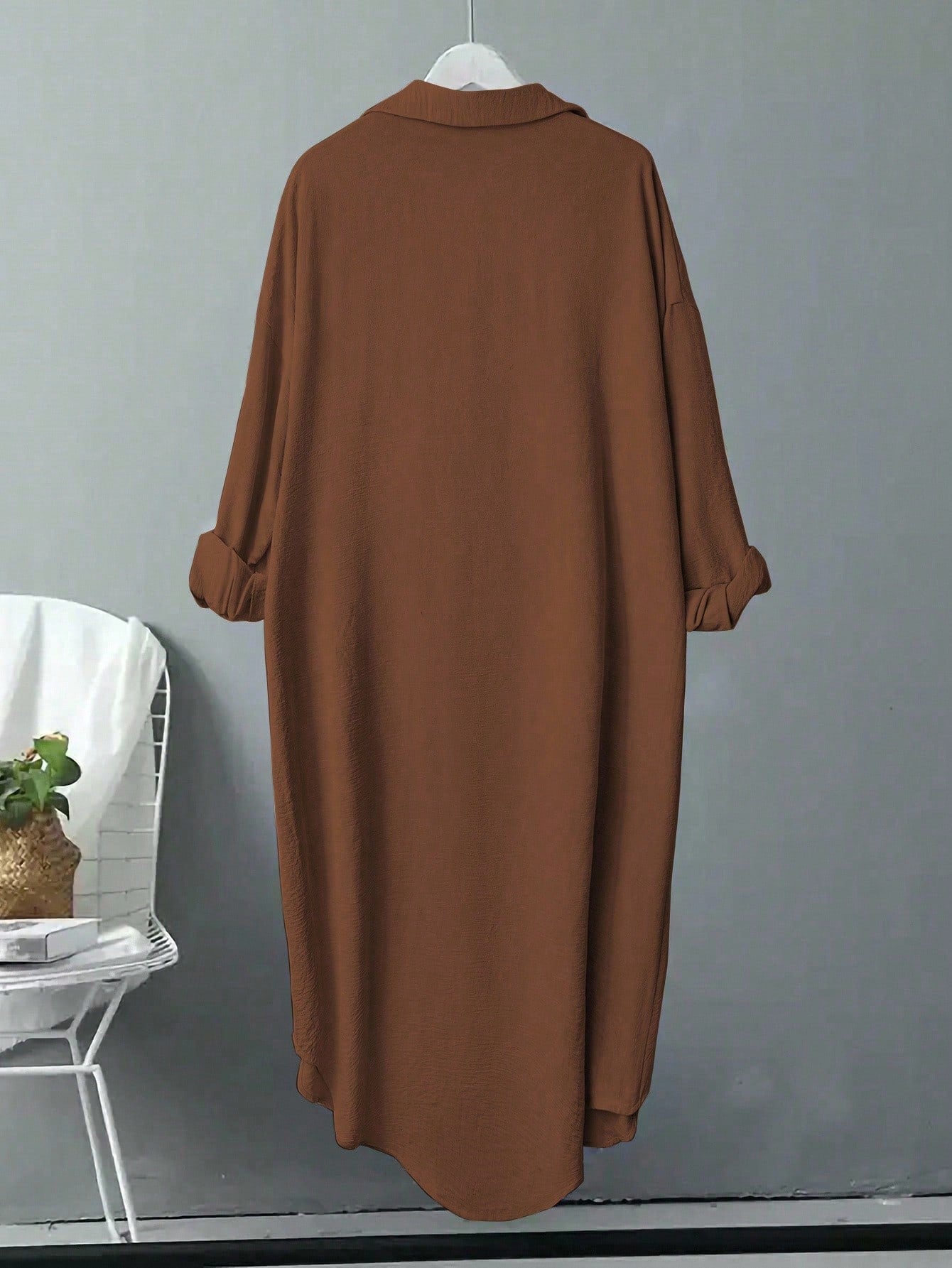 Linhara CURVE Plus Size Women's Leopard Print Single-Breasted Long Loose Fit Shirt Fall
