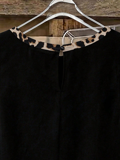 Linhara Plus Size Simple Elegant Casual Leopard Print Patchwork Women's Tank Top