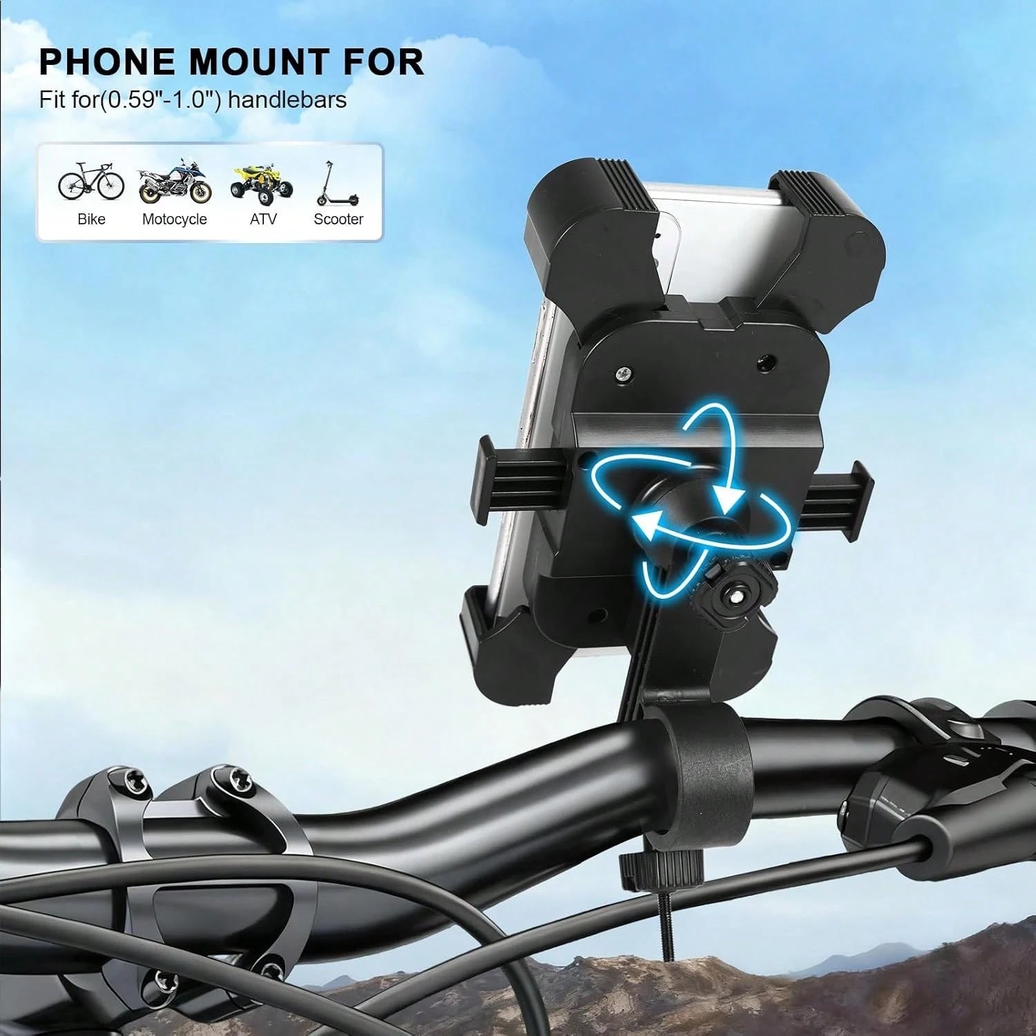 Litchigonzhu Bike Phone Mount Holder, Motorcycle Phone Mount, 3rd-Gen Anti Vibration For Scooter, E-Bicycle, Durable Phone Holder Handlebar[1s