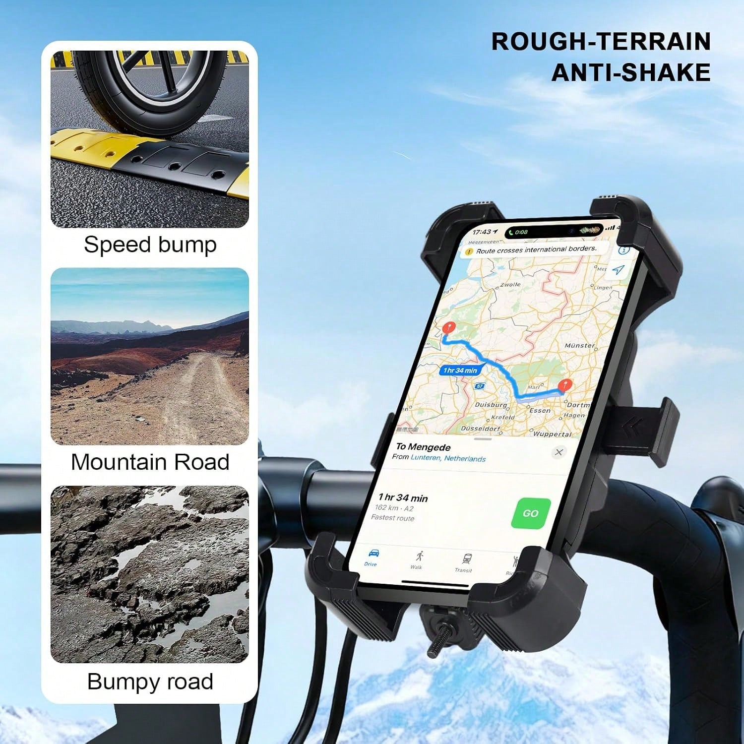 Litchigonzhu Bike Phone Mount Holder, Motorcycle Phone Mount, 3rd-Gen Anti Vibration For Scooter, E-Bicycle, Durable Phone Holder Handlebar[1s