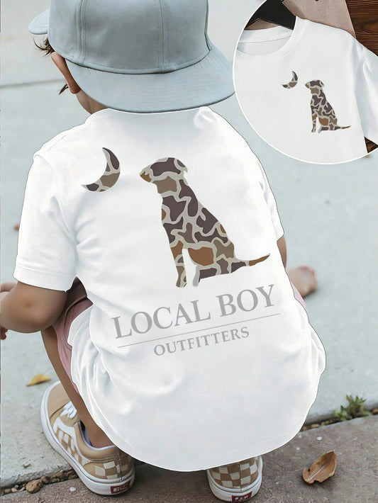 Little Boy Short-Sleeved T-Shirt- Creative Letter Pattern Print, Comfortable Boys' Clothing, Suitable For Casual Short-Sleeved Tops In Spring And Sum