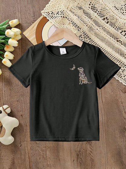 Little Boy Short-Sleeved T-Shirt- Creative Letter Pattern Print, Comfortable Boys' Clothing, Suitable For Casual Short-Sleeved Tops In Spring And Sum