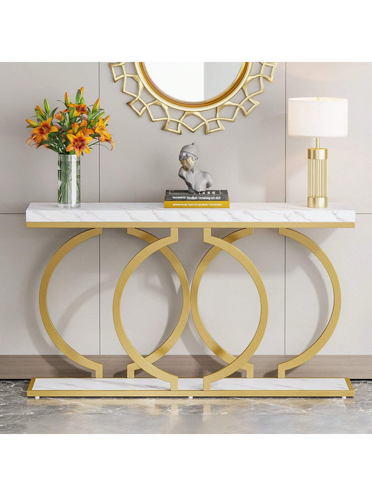 LITTLE TREE 55-Inch Modern Gold Console Table For Entryway Table, Narrow Long Sofa Table Behind Couch Table Accent Table For Living Room
