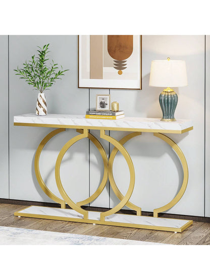 LITTLE TREE 55-Inch Modern Gold Console Table For Entryway Table, Narrow Long Sofa Table Behind Couch Table Accent Table For Living Room