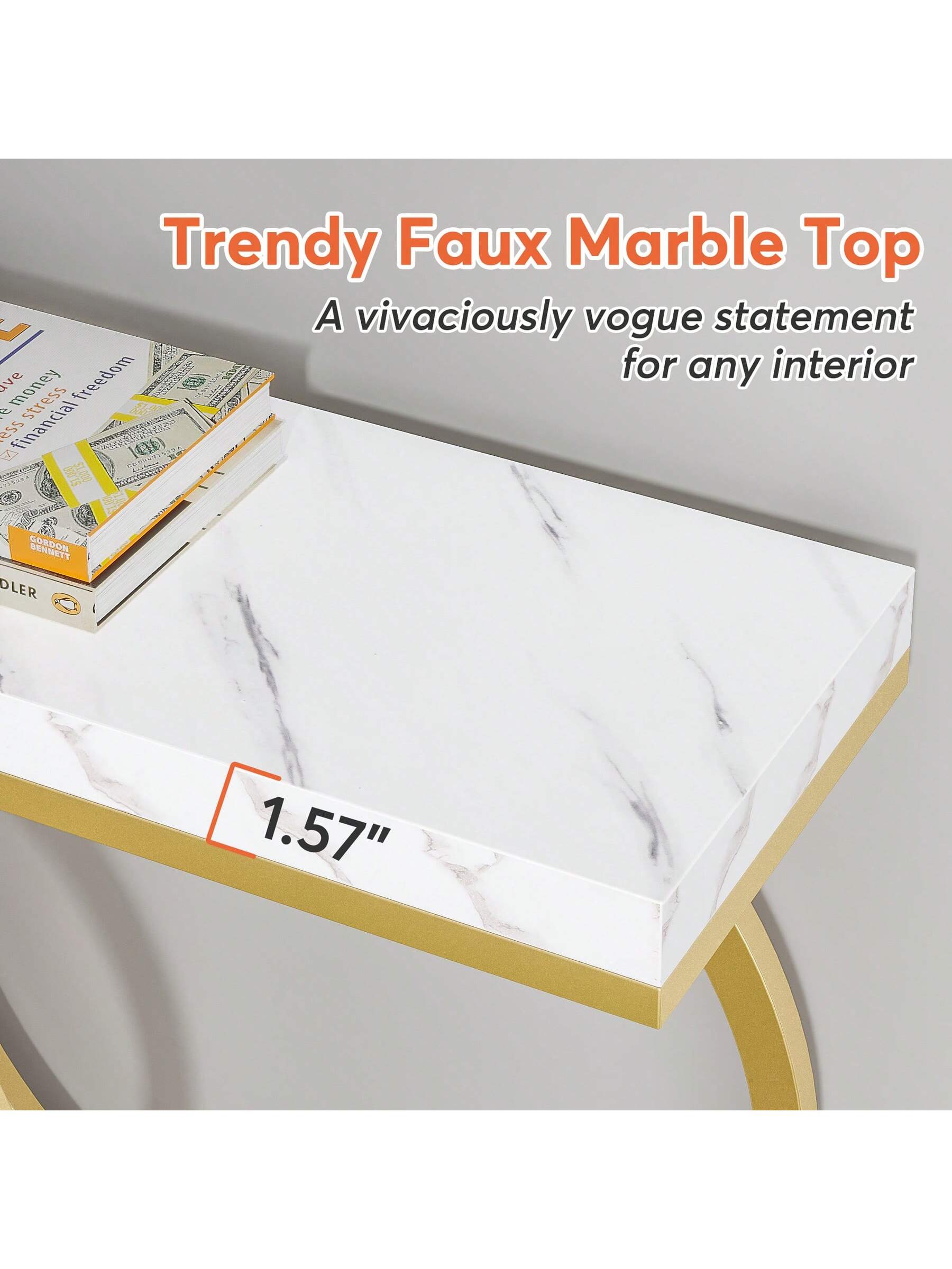 LITTLE TREE 55-Inch Modern Gold Console Table For Entryway Table, Narrow Long Sofa Table Behind Couch Table Accent Table For Living Room