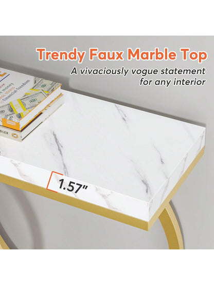 LITTLE TREE 55-Inch Modern Gold Console Table For Entryway Table, Narrow Long Sofa Table Behind Couch Table Accent Table For Living Room