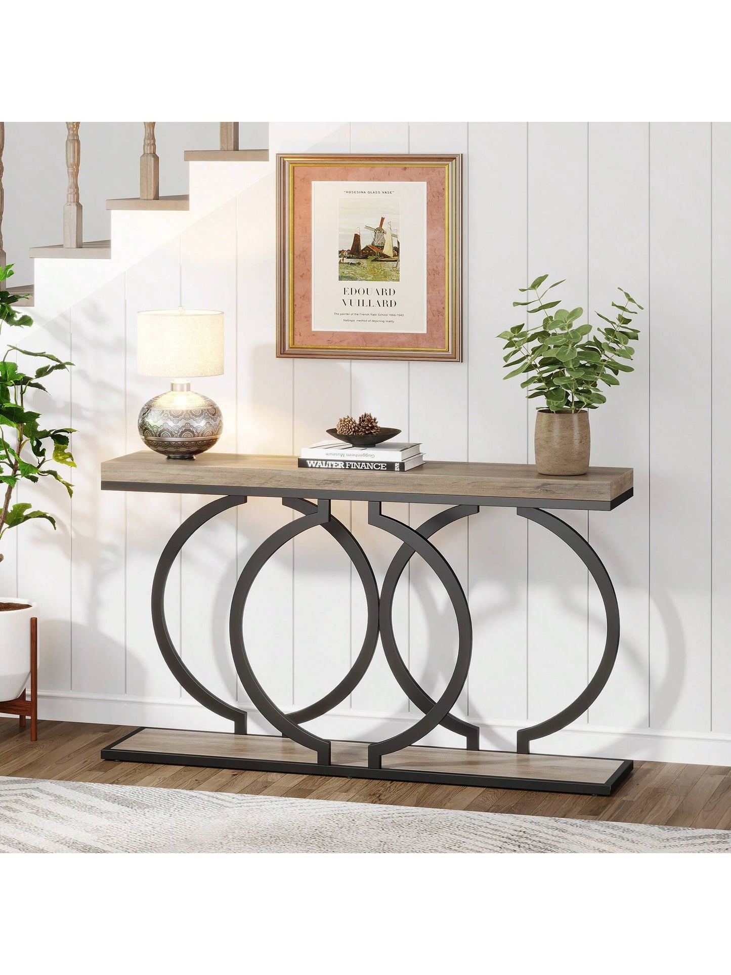 LITTLE TREE 55-Inch Modern Gold Console Table For Entryway Table, Narrow Long Sofa Table Behind Couch Table Accent Table For Living Room