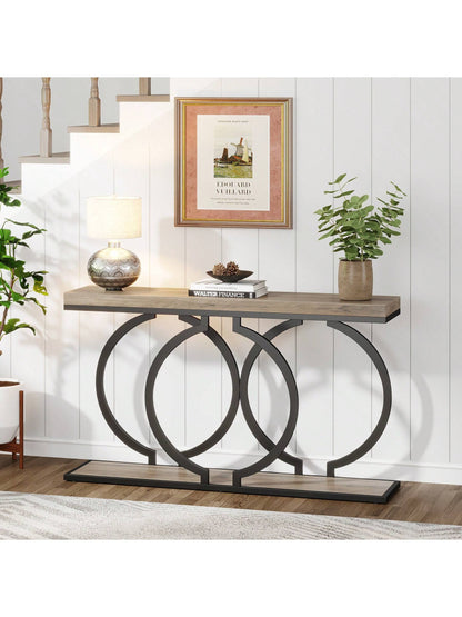 LITTLE TREE 55-Inch Modern Gold Console Table For Entryway Table, Narrow Long Sofa Table Behind Couch Table Accent Table For Living Room