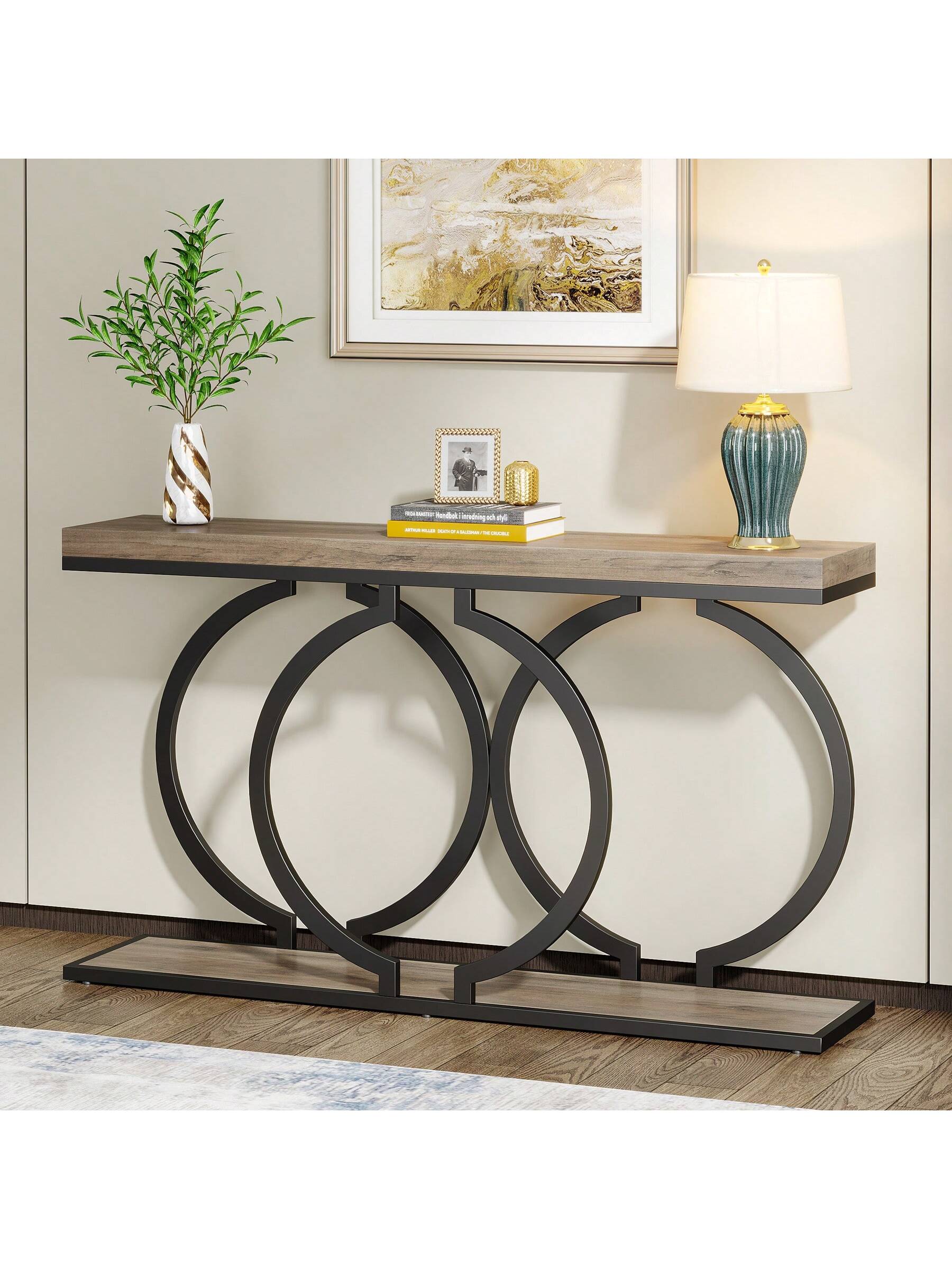 LITTLE TREE 55-Inch Modern Gold Console Table For Entryway Table, Narrow Long Sofa Table Behind Couch Table Accent Table For Living Room