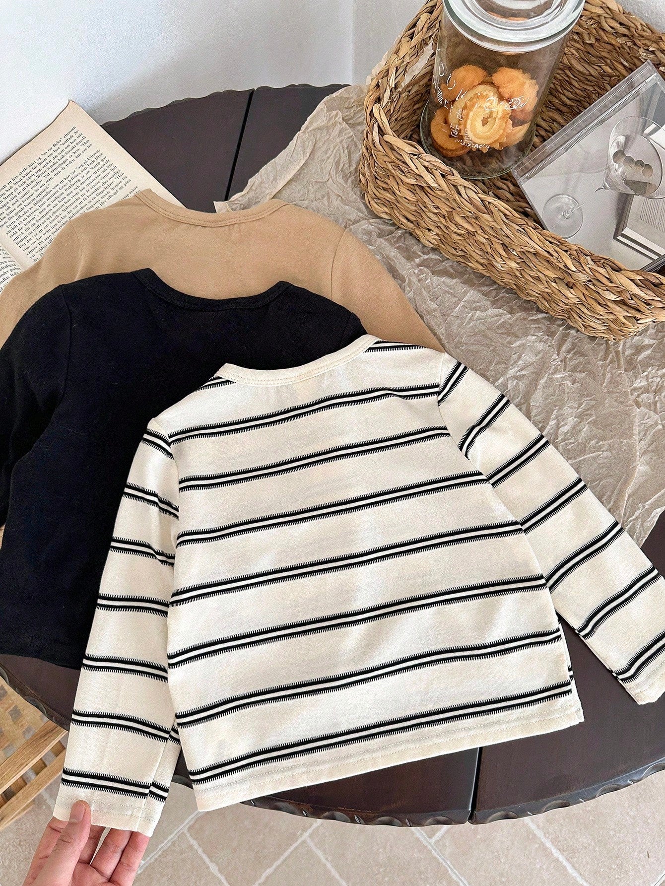 LMoss Kids LMoss 3pcs Baby Boy Knitted Solid Striped Crew Neck Top Set,Herbst Outfit,Long Sleeve Shirts,Long Sleeve Tops,T-Shirt Fall Winter