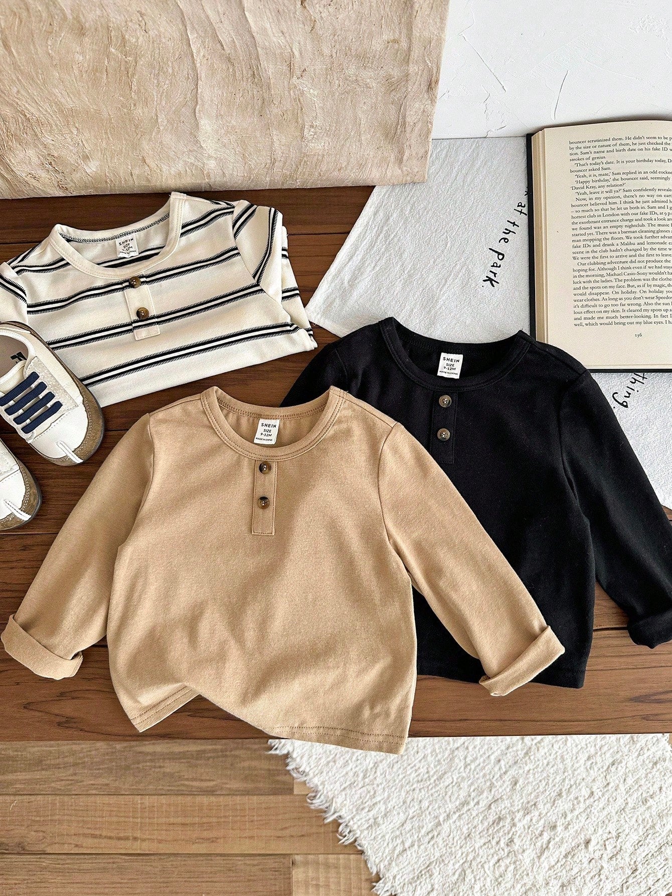 LMoss Kids LMoss 3pcs Baby Boy Knitted Solid Striped Crew Neck Top Set,Herbst Outfit,Long Sleeve Shirts,Long Sleeve Tops,T-Shirt Fall Winter