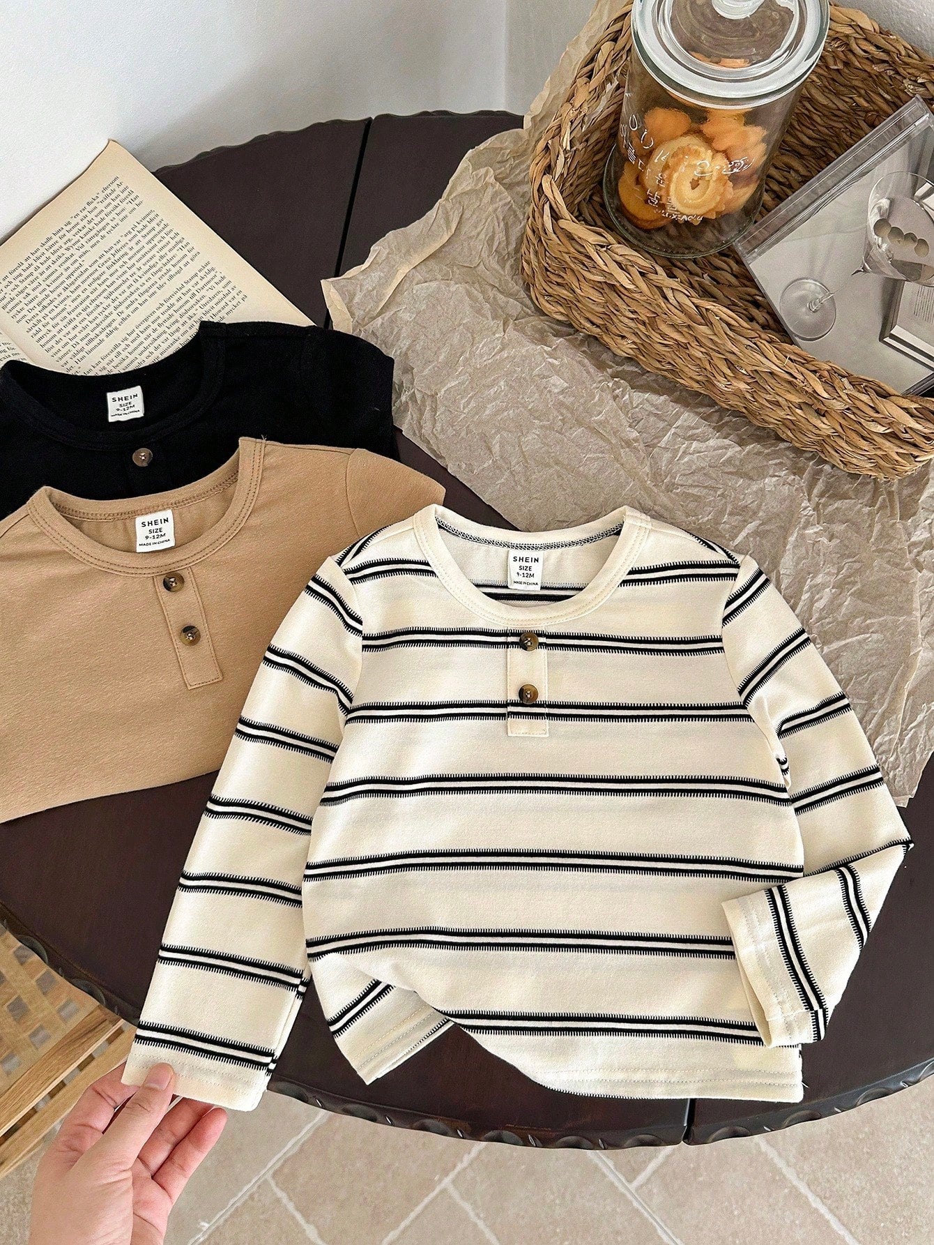 LMoss Kids LMoss 3pcs Baby Boy Knitted Solid Striped Crew Neck Top Set,Herbst Outfit,Long Sleeve Shirts,Long Sleeve Tops,T-Shirt Fall Winter