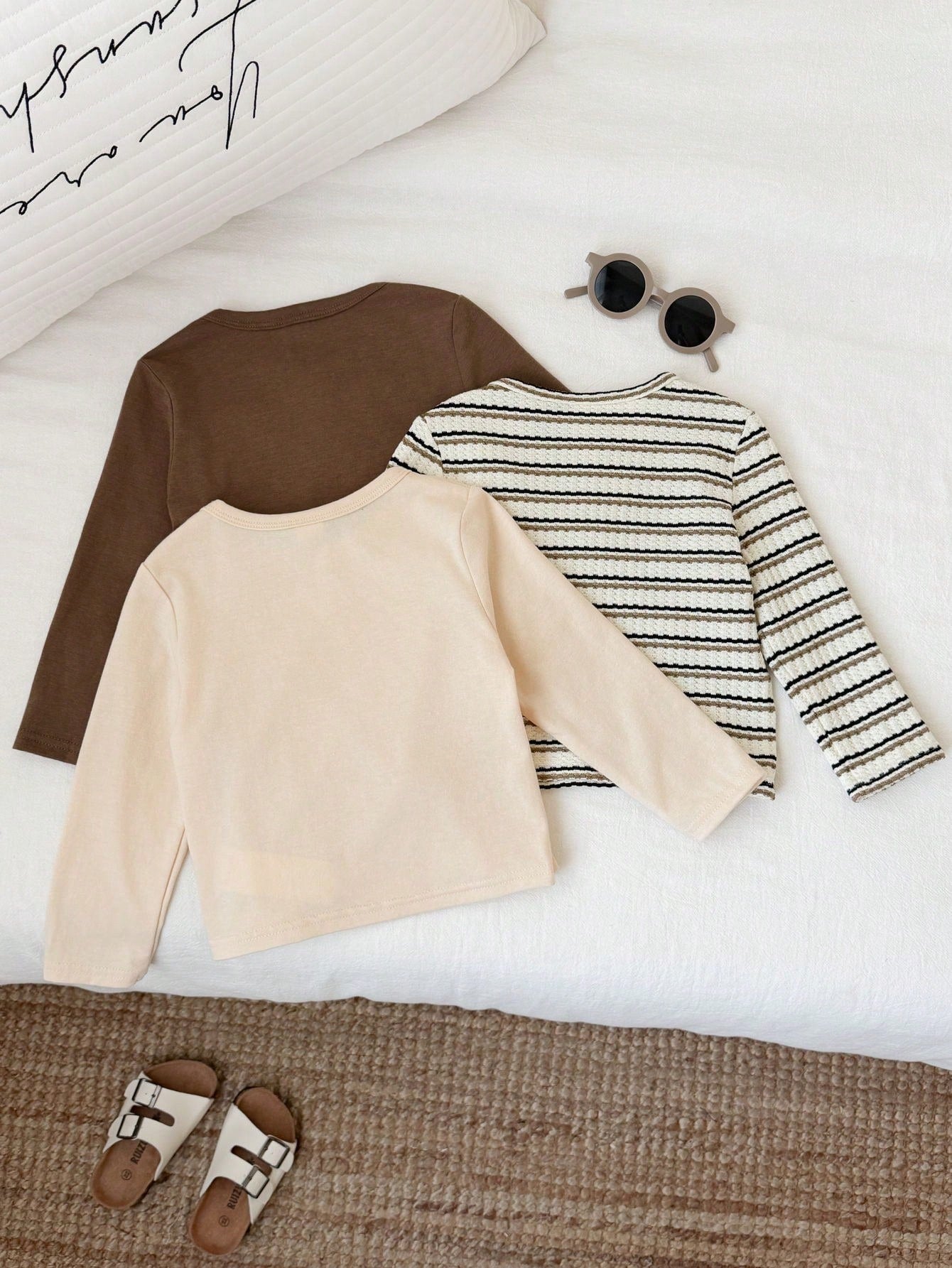 LMoss Kids LMoss 3pcs Baby Boy Knitted Solid Striped Crew Neck Top Set,Herbst Outfit,Long Sleeve Shirts,Long Sleeve Tops,T-Shirt Fall Winter