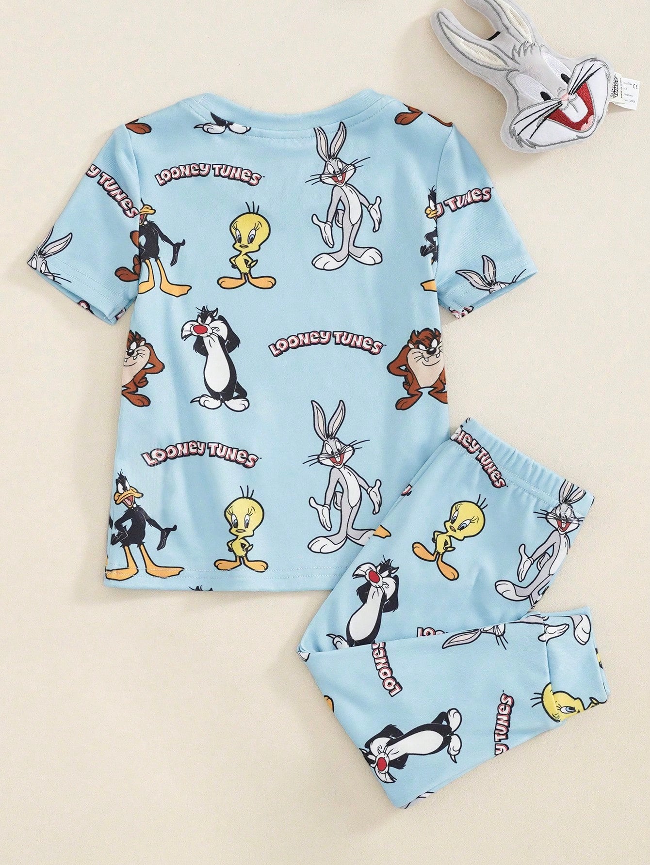 LOONEY TUNES X Baby Boy Cartoon Print Round Neck Short Sleeve Top And Long Pants Set