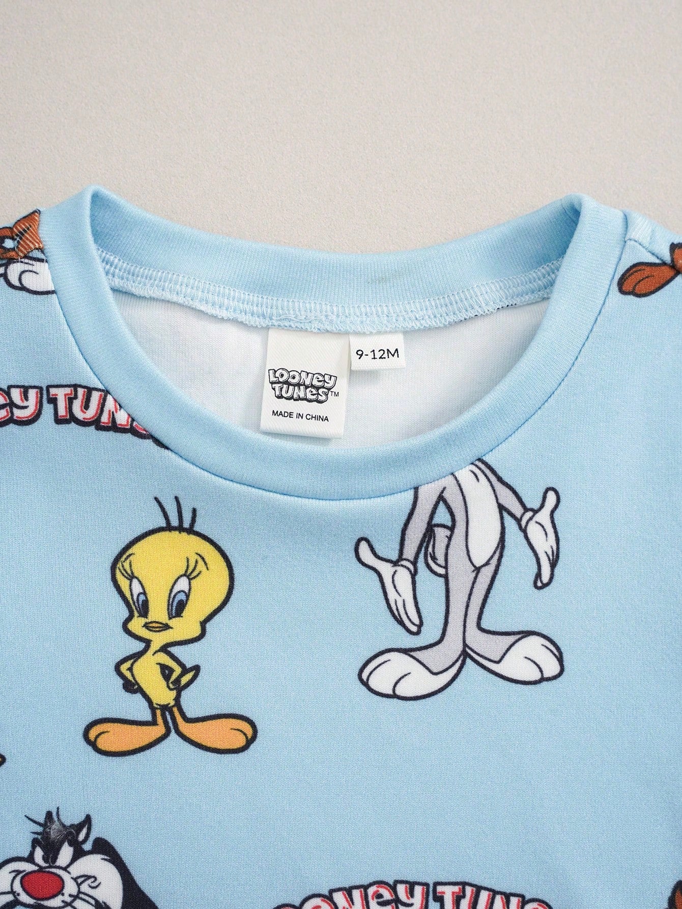 LOONEY TUNES X Baby Boy Cartoon Print Round Neck Short Sleeve Top And Long Pants Set
