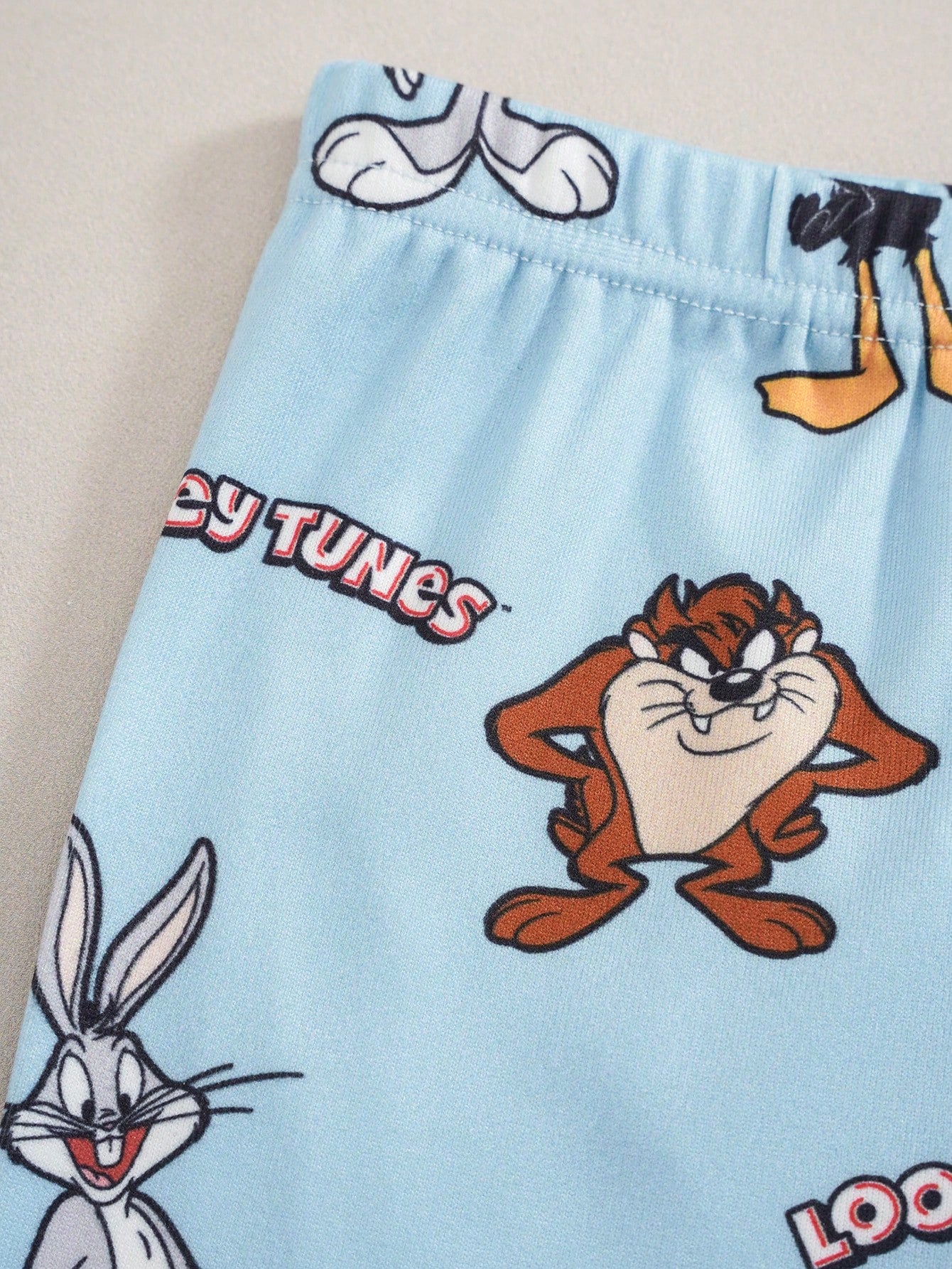 LOONEY TUNES X Baby Boy Cartoon Print Round Neck Short Sleeve Top And Long Pants Set