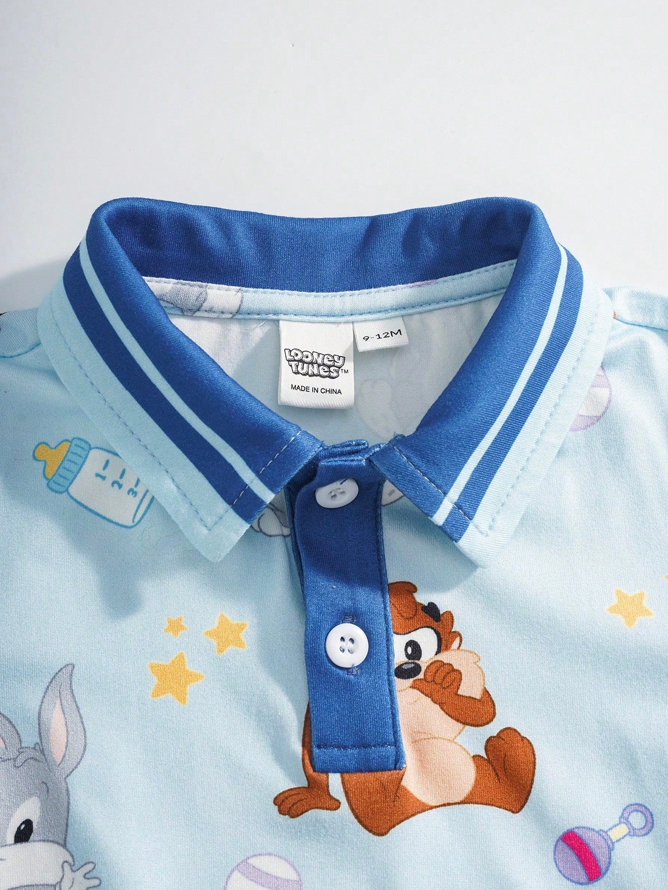 LOONEY TUNES X Baby Boy Cartoon Print Short Sleeve Top And Shorts Casual Daily Home Sleepwear Set