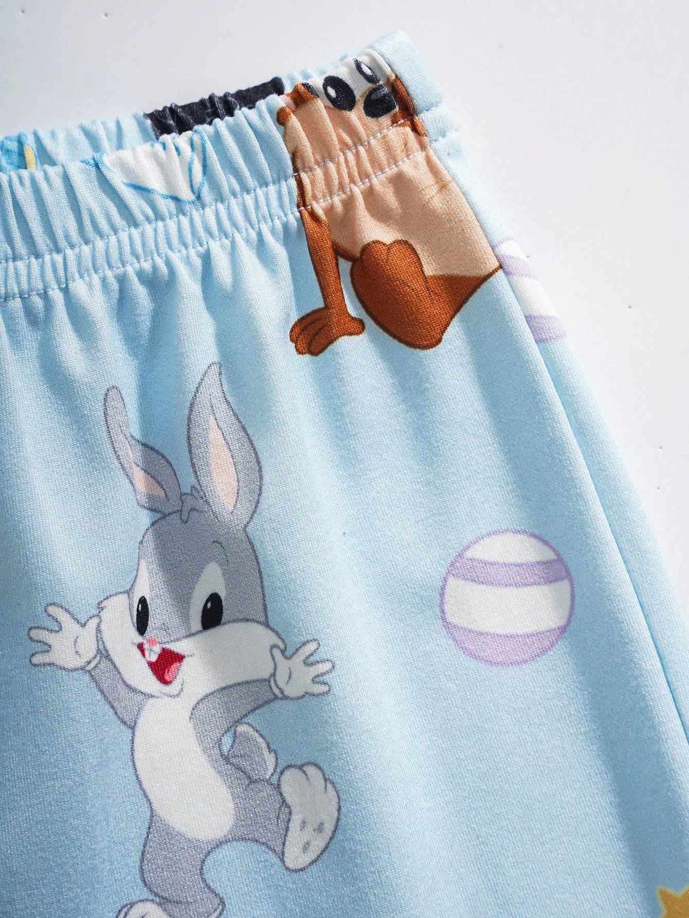 LOONEY TUNES X Baby Boy Cartoon Print Short Sleeve Top And Shorts Casual Daily Home Sleepwear Set