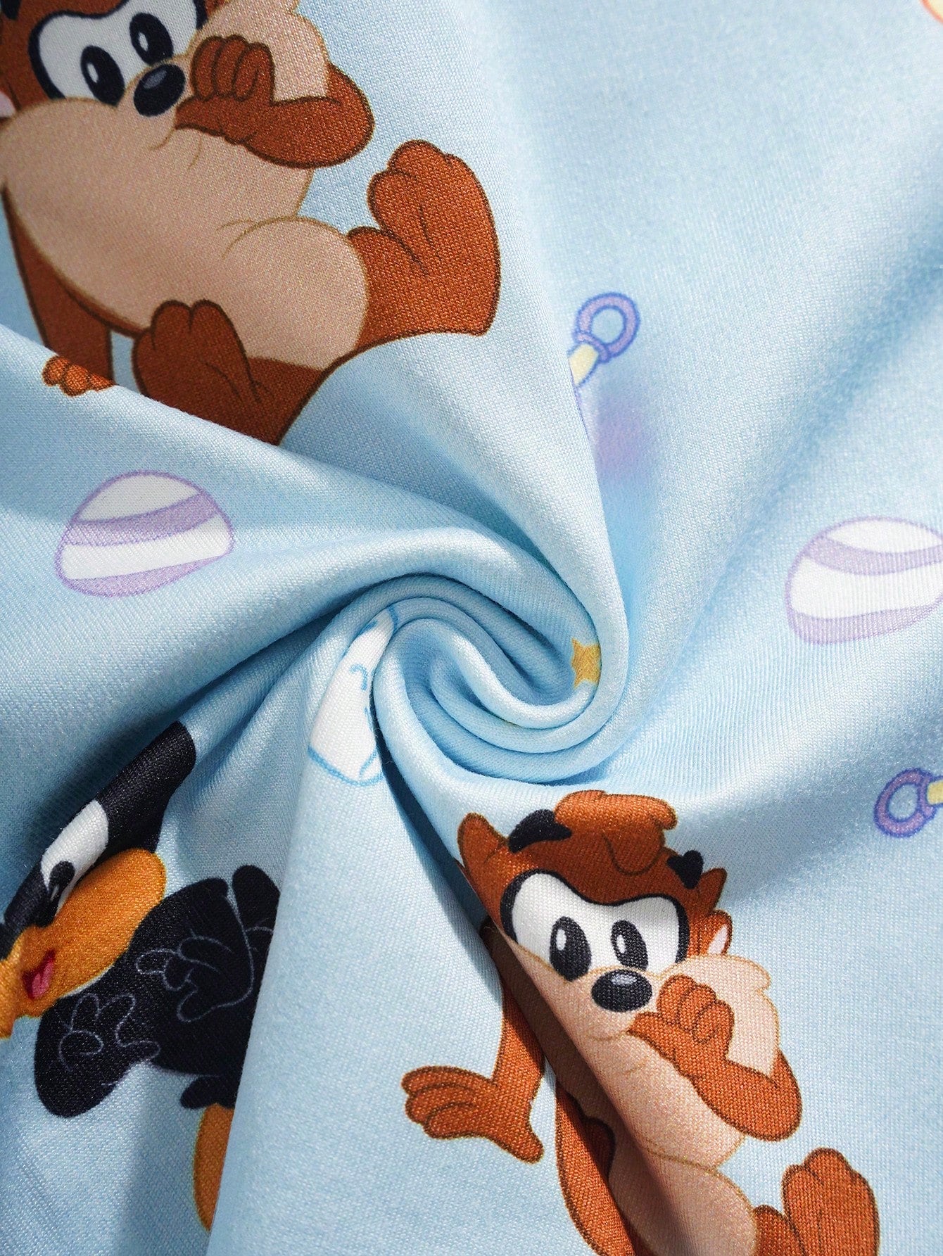 LOONEY TUNES X Baby Boy Cartoon Print Short Sleeve Top And Shorts Casual Daily Home Sleepwear Set