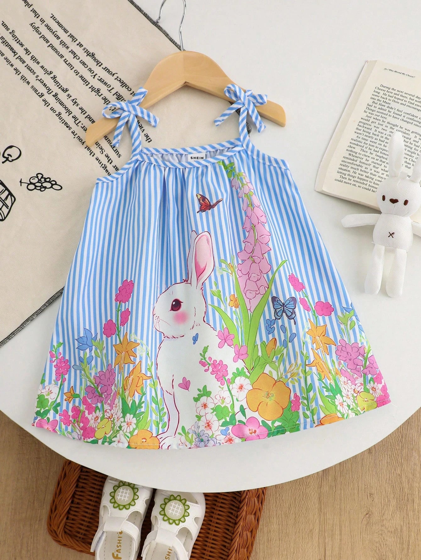 LOONEY TUNES X GraphicGems Baby Girl Colorful Striped Bowknot Sleeveless A-Line Dress