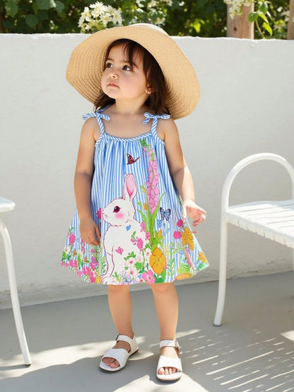 LOONEY TUNES X GraphicGems Baby Girl Colorful Striped Bowknot Sleeveless A-Line Dress