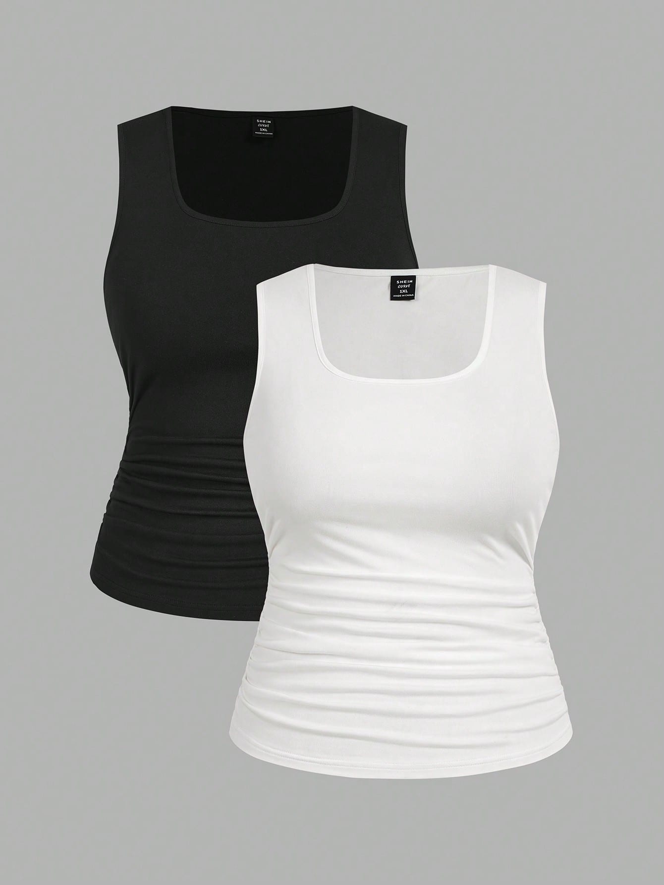 LUNE 2pcs Casual Minimalist Sleeveless Top, Plus Size For Women, Summer Women Clothes Back To School
