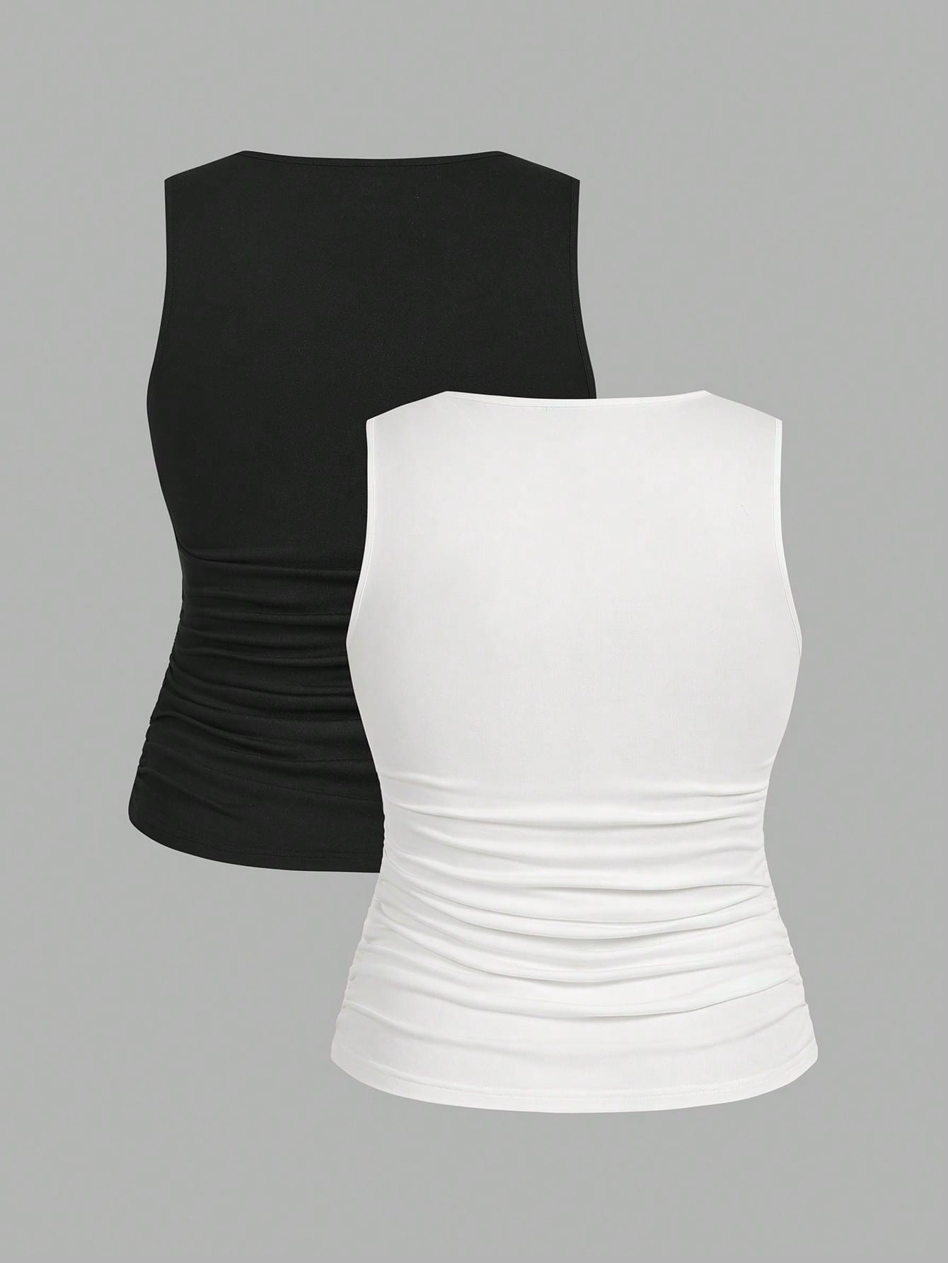 LUNE 2pcs Casual Minimalist Sleeveless Top, Plus Size For Women, Summer Women Clothes Back To School