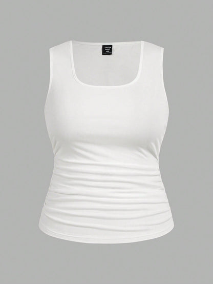 LUNE 2pcs Casual Minimalist Sleeveless Top, Plus Size For Women, Summer Women Clothes Back To School