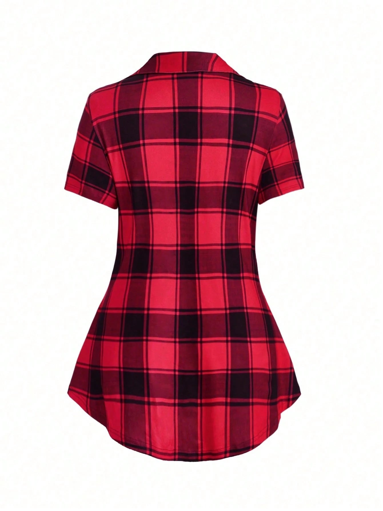 LUNE Plus Size Women's Summer Plaid Patchwork Short Sleeve Casual T-Shirt (With 2 In 1 Design) Graphic Tees Women Tops