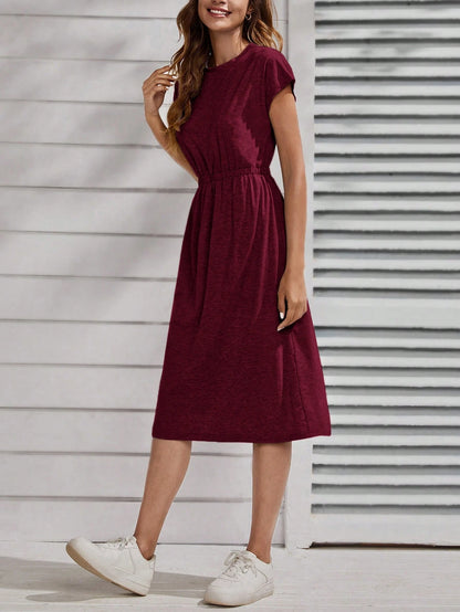 LUNE Solid Batwing Sleeve Dress Casual Women Dresses,Casual