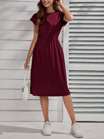 LUNE Solid Batwing Sleeve Dress Casual Women Dresses,Casual