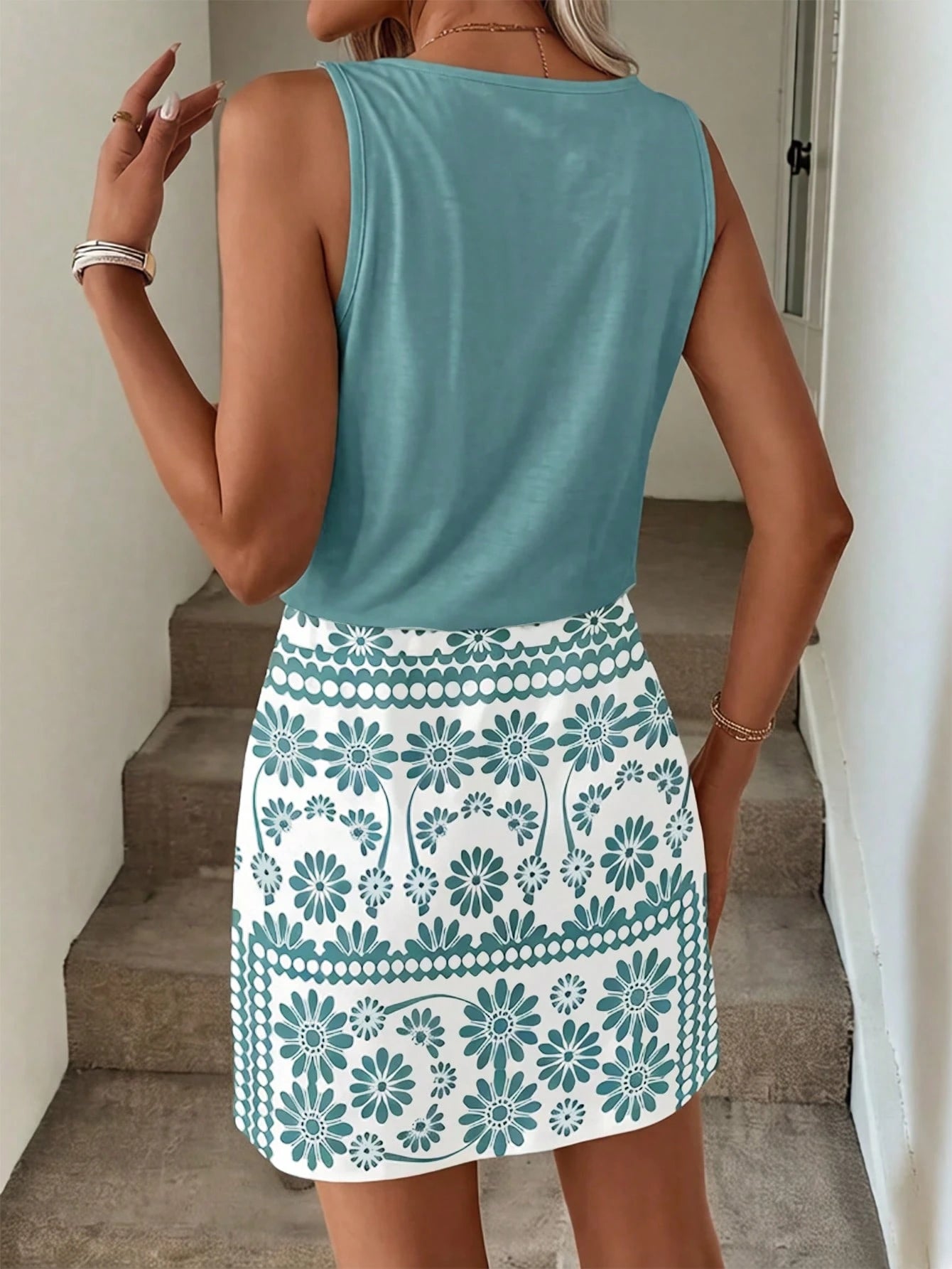 LUNE Women's Casual Printed Short Dress, Suitable For Spring And Summer,Casual Dresses For Women