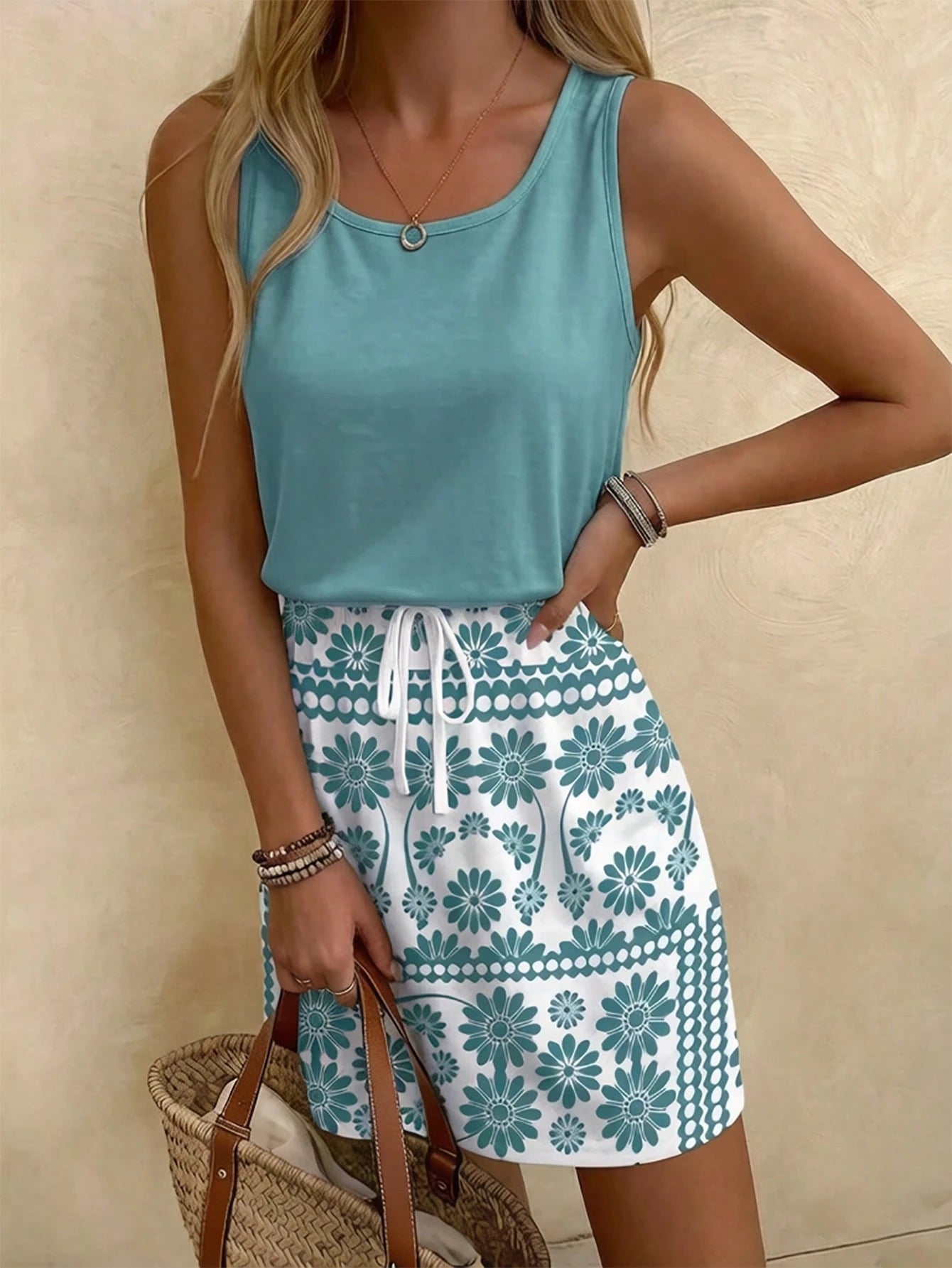 LUNE Women's Casual Printed Short Dress, Suitable For Spring And Summer,Casual Dresses For Women