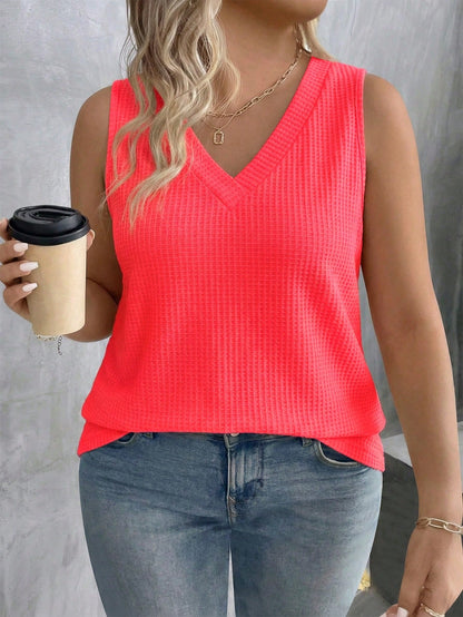 LUNE Women's Spring/Summer New Hot-Selling Gradient Heart Print V-Neck Casual Versatile Plus Size Tank Top