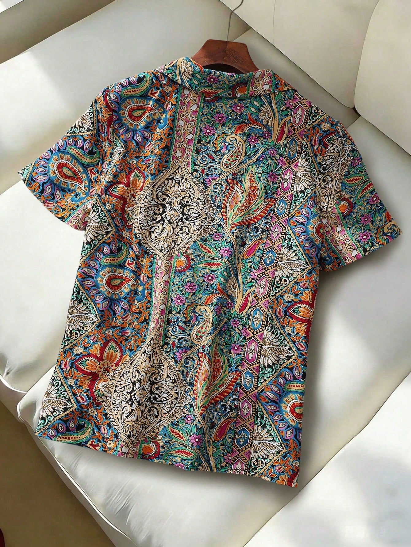 LUNE Women's Summer Floral Print Bohemian Blouse, Casual Vacation Shirt