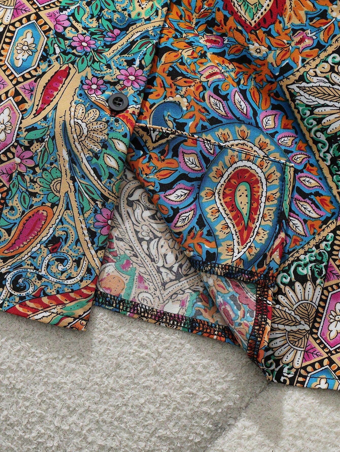 LUNE Women's Summer Floral Print Bohemian Blouse, Casual Vacation Shirt
