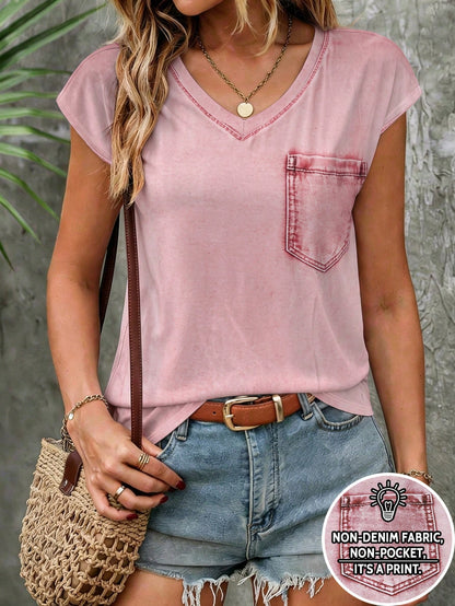 LUNE Women's V-Neck Sleeveless T-Shirt, Summer New Fashionable Versatile, Suitable For Dates, Holidays, Photography, Street Style, Shopping