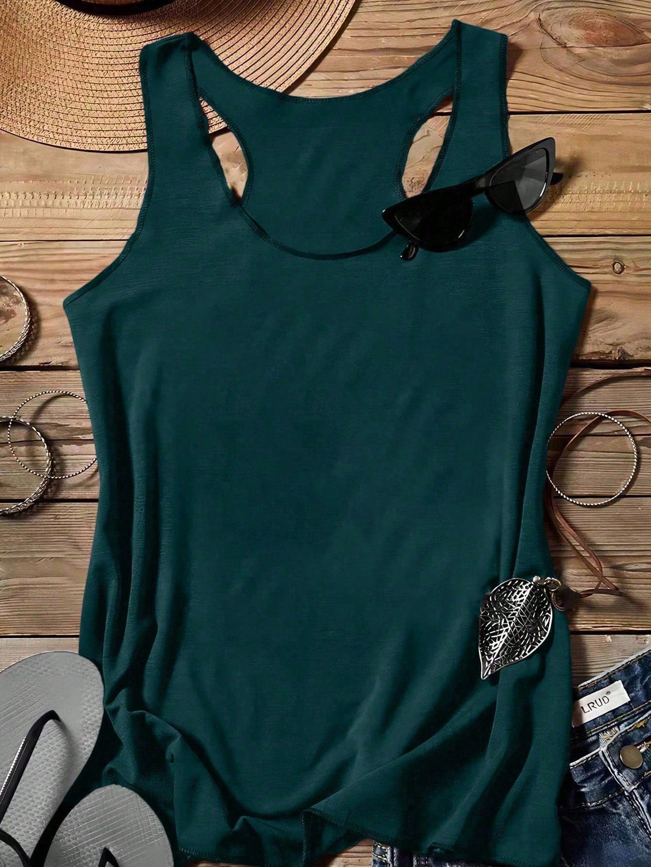 LUNE Women Solid Color Casual Scoop Neck Camisole, Suitable For Summer,Casual