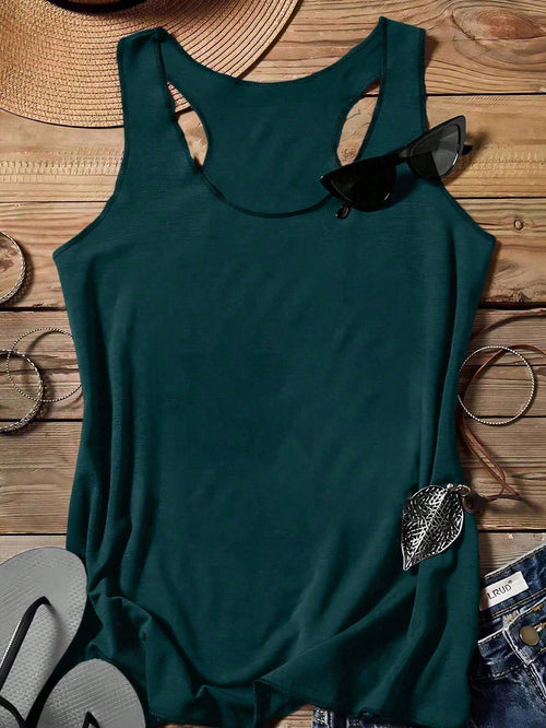 LUNE Women Solid Color Casual Scoop Neck Camisole, Suitable For Summer,Casual