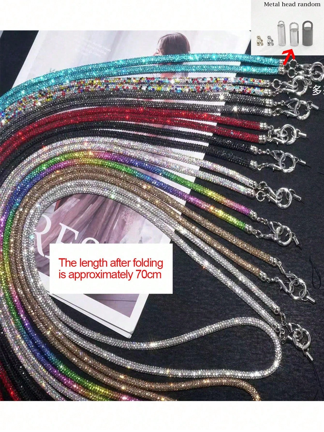 Luxury Crystal Beaded Detachable Shoulder Strap, Fashion Handbag Chain Crossbody Strap For Women, Rhinestone Embellished High-End (Random Clasp Style) Gifts For Mother, Family, Friends, Birthday, Holi