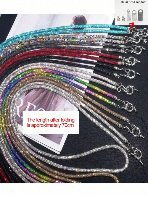 Luxury Crystal Beaded Detachable Shoulder Strap, Fashion Handbag Chain Crossbody Strap For Women, Rhinestone Embellished High-End (Random Clasp Style) Gifts For Mother, Family, Friends, Birthday, Holi