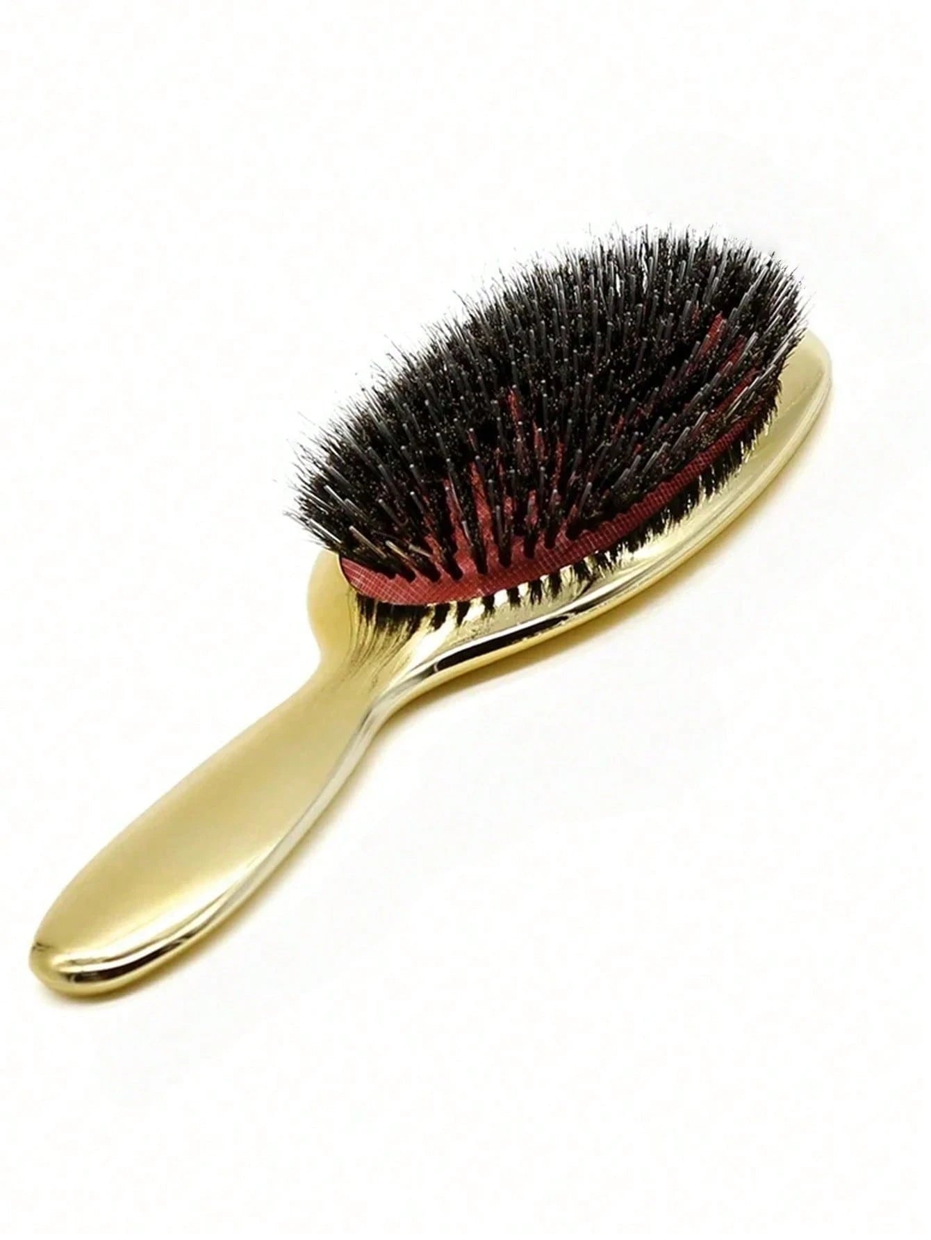 Luxury Gold & Silver Boar Bristle Flat Hairbrush, Oval Hairbrush, Hair Massage Comb, Back To School, Travel & Vacation Essential