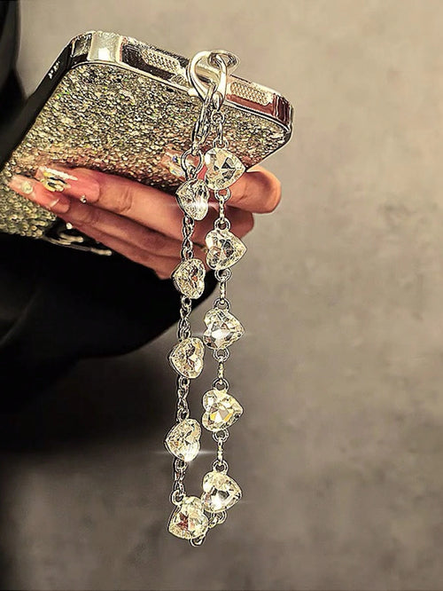 Luxury High-End Crystal Metal Handle Chain, Wristlet Strap, Phone Case, Key Chain, Bag Pendant Gifts For Mother, Family, Friends, Birthday, Holiday Phone Charm, Phone Chain