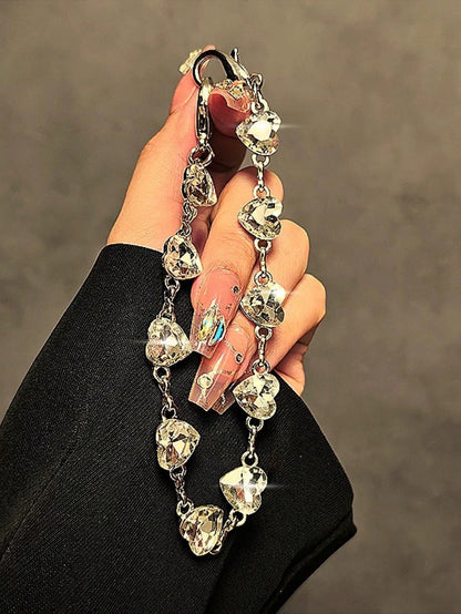 Luxury High-End Crystal Metal Handle Chain, Wristlet Strap, Phone Case, Key Chain, Bag Pendant Gifts For Mother, Family, Friends, Birthday, Holiday Phone Charm, Phone Chain
