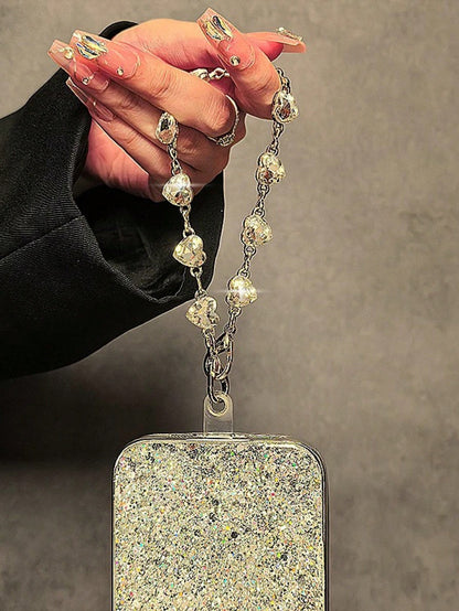 Luxury High-End Crystal Metal Handle Chain, Wristlet Strap, Phone Case, Key Chain, Bag Pendant Gifts For Mother, Family, Friends, Birthday, Holiday Phone Charm, Phone Chain